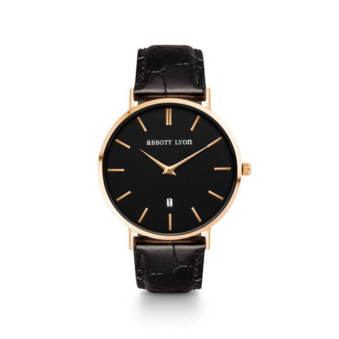 Men's Black Gator Leather Kensington 40 (Gold/Black)