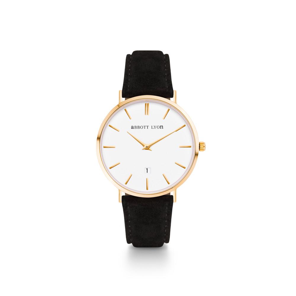 Black Suede Kensington 34 (White/Gold)