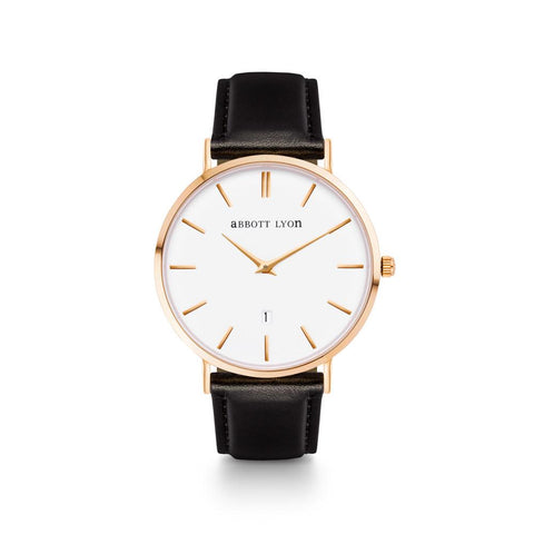 Men's Black Leather Kensington 40 (Gold/White)