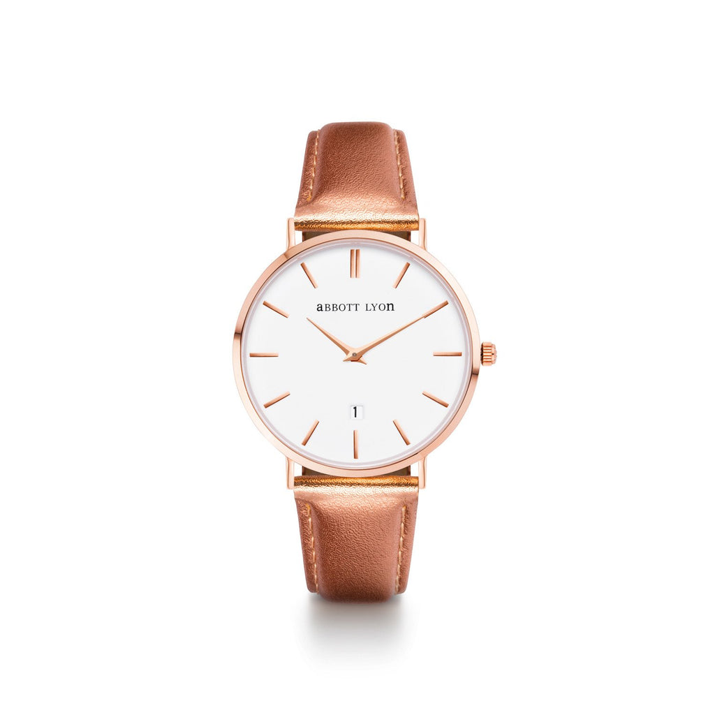 Metallic Rose Gold Leather Kensington 34 (Rose Gold)