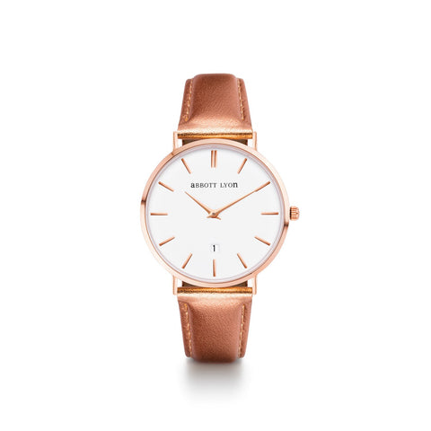 Metallic Rose Gold Leather Kensington 34 (Rose Gold)