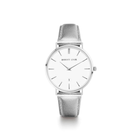 Silver Metallic Leather Kensington 34 (Silver)