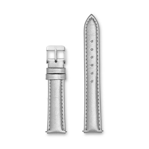 Metallic Silver Leather Kensington 34 Strap