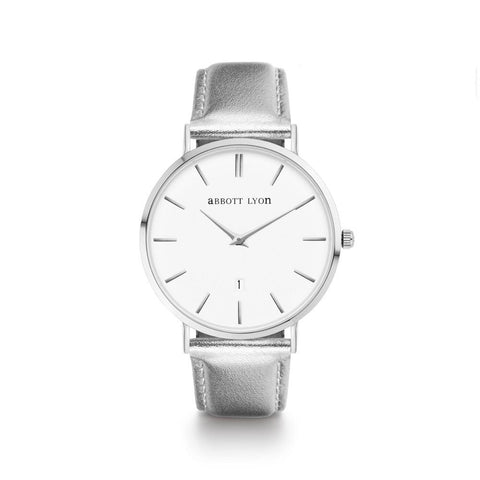 Metallic Silver Leather Kensington 40 (Silver)