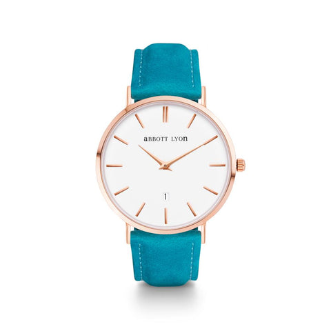 Turquoise Suede Kensington 40 (Rose Gold)