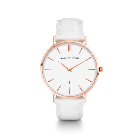 White Gator Leather Kensington 40 (Rose Gold)