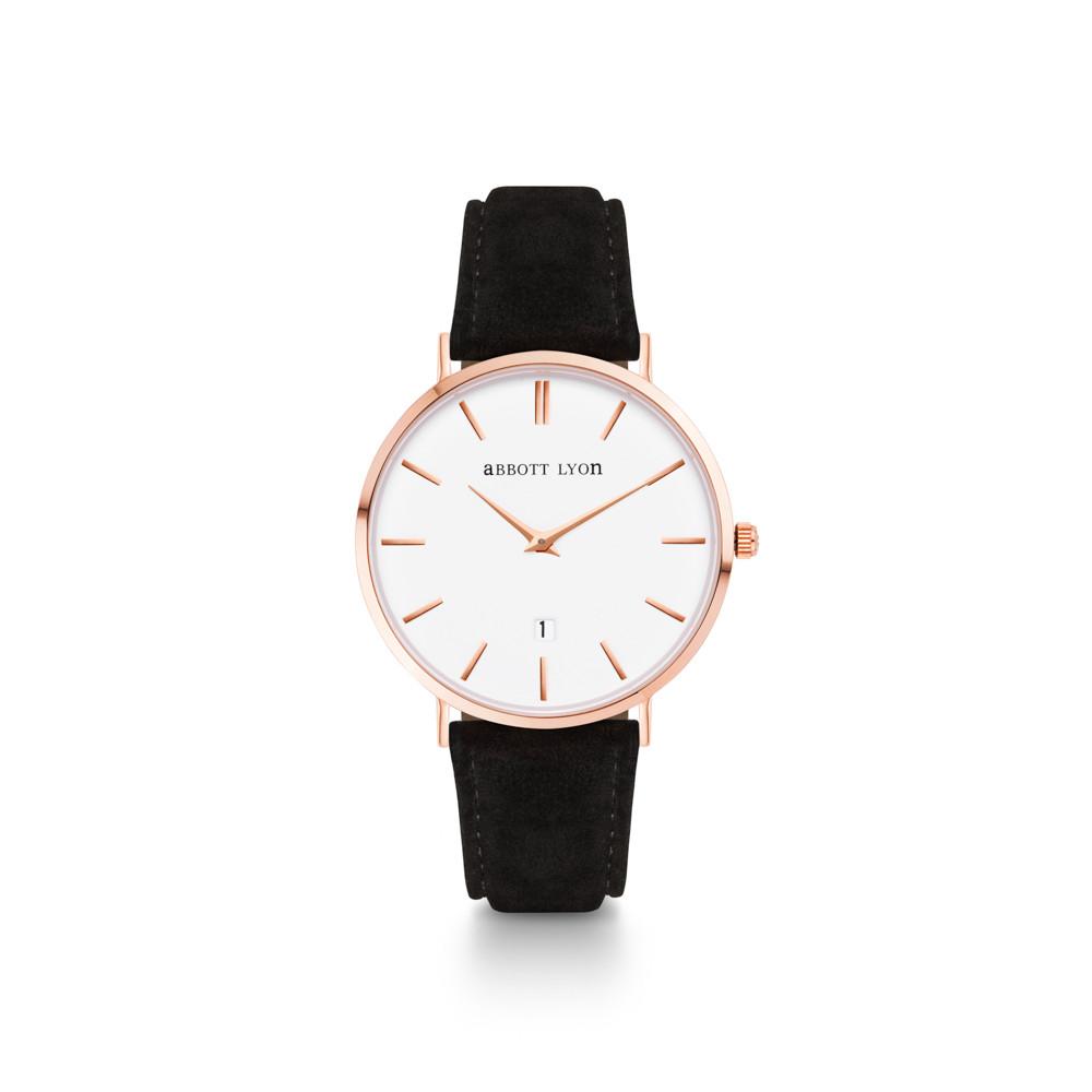 Black Suede Kensington 34 (Rose Gold)