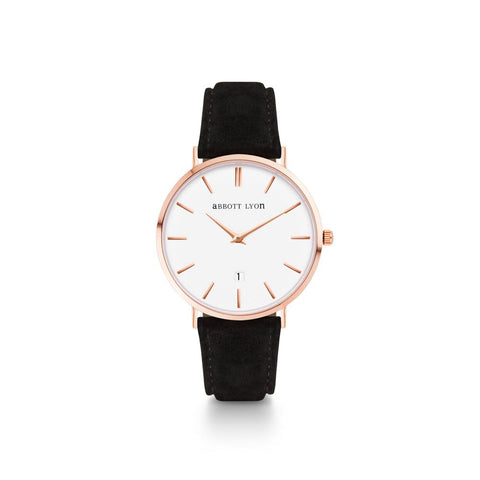 Black Suede Kensington 34 (Rose Gold)