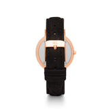 Black Suede Kensington 34 (Rose Gold)