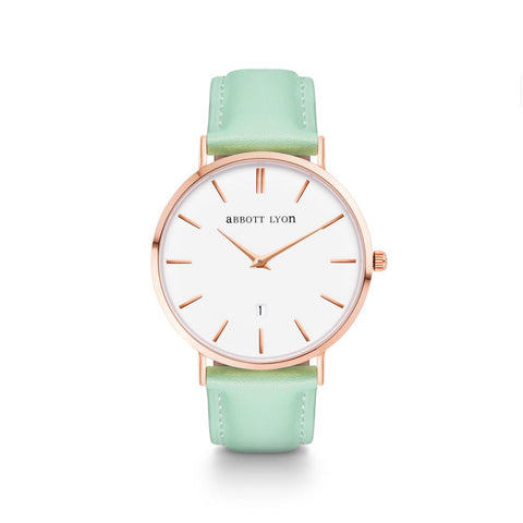 Pastel Green Leather Kensington 40 (Rose Gold)