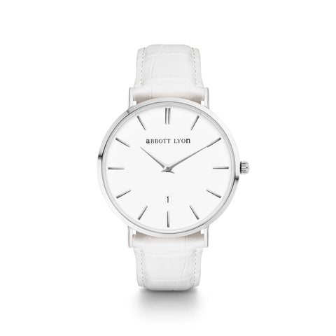 White Gator Leather Kensington 40 (Silver)