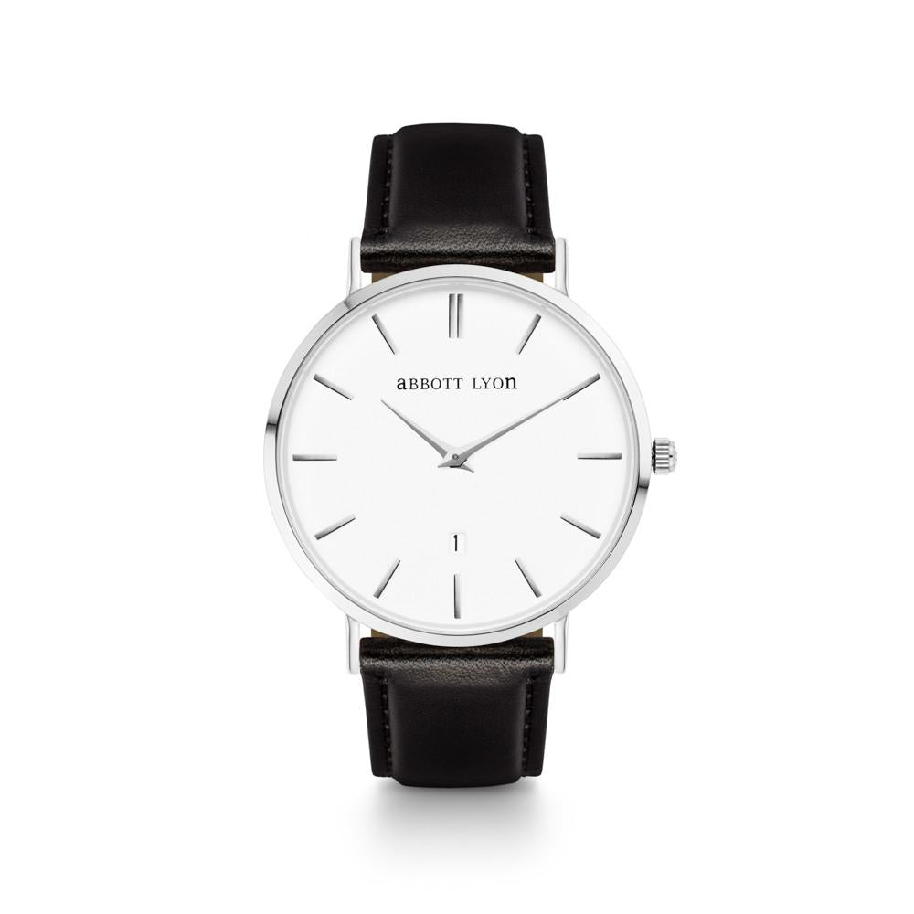 Men's Black Leather Kensington 40 (Silver)