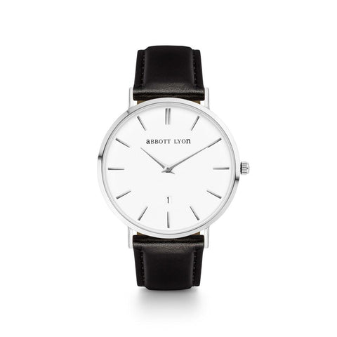 Men's Black Leather Kensington 40 (Silver)